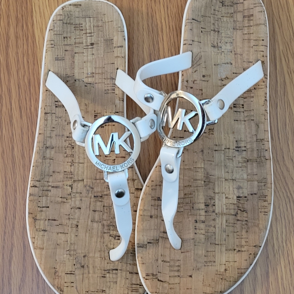 Michael Kors White Sandals with Cork Sole